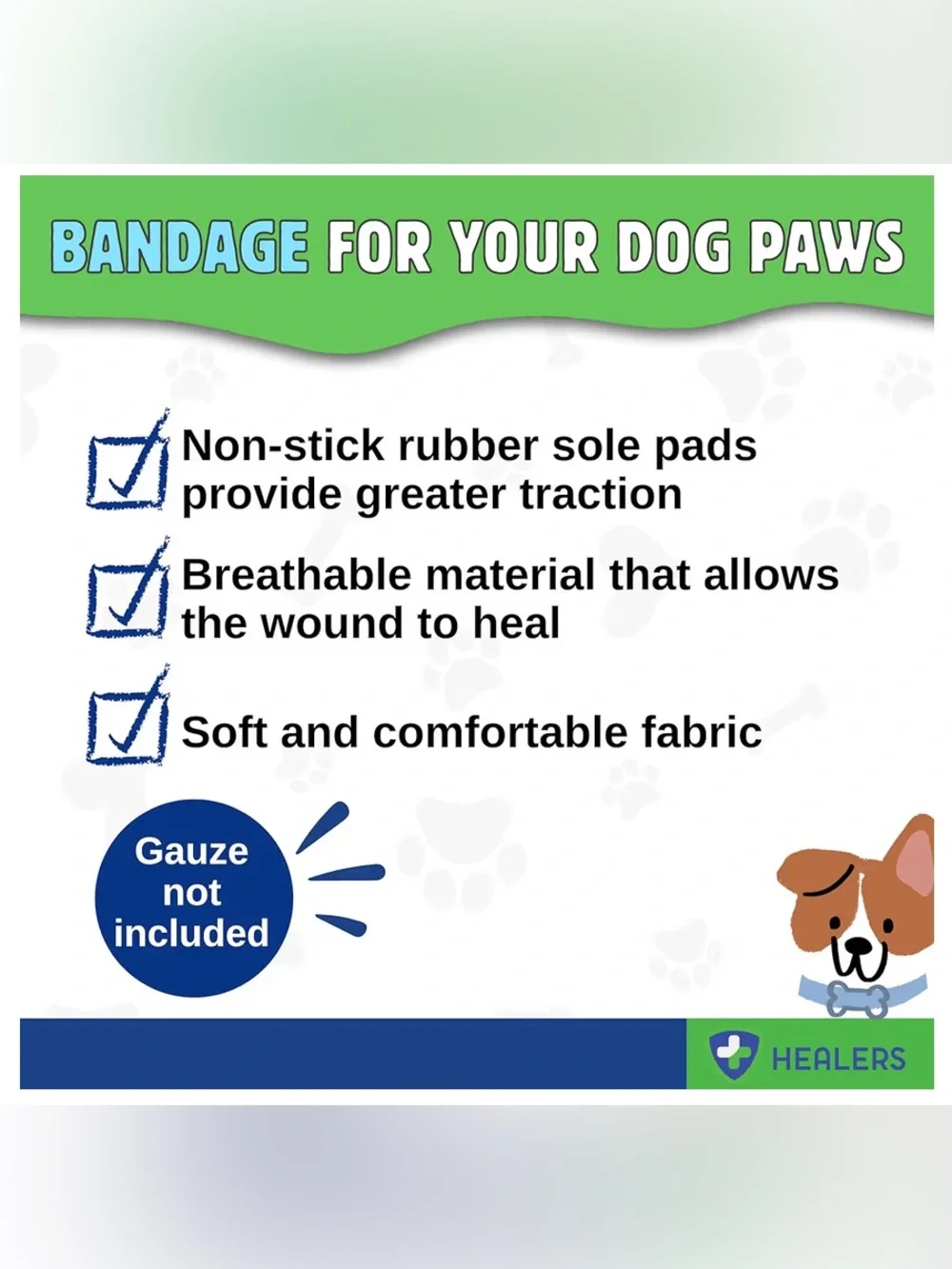 NEW Healers Dog Paw Bootie Medium Single Boot Paw Protector Blue USA Made